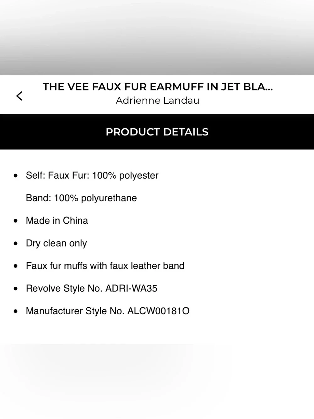 Adrienne Landau The Vee Black Faux Fur Earmuffs - OS - Jet Black